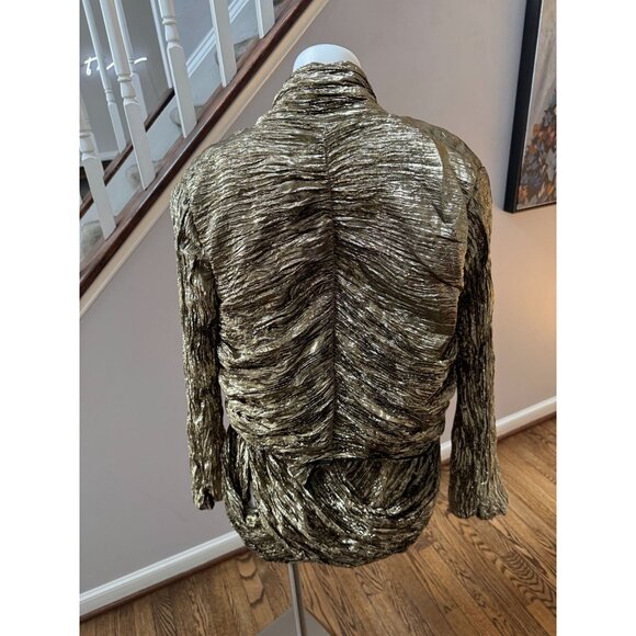 JUNYA WATANABE Comme Des Garçons Metallic Gold Open Crinkled Blazer Jacket XS - Picture 7 of 8